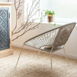 Made in Meubles Fauteuil<Fauteuil en corde de coton blanc Bélize