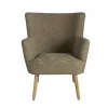 Made in Meubles Fauteuil<Fauteuil en coton kaki Castille