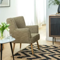 Made in Meubles Fauteuil<Fauteuil en coton kaki Castille