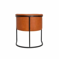 Made in Meubles Fauteuil<Fauteuil en cuir marron et métal Sacha