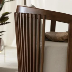 Made in Meubles Fauteuil<Fauteuil en manguier et en velours Térence