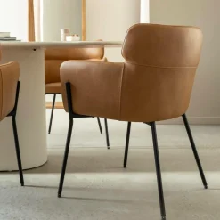 Made in Meubles Chaise<Fauteuil en simili-cuir Valentin (lot de 2)