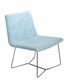 Made in Meubles Fauteuil<Fauteuil en tissu bleu et métal Isaure