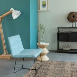 Made in Meubles Fauteuil<Fauteuil en tissu bleu et métal Isaure