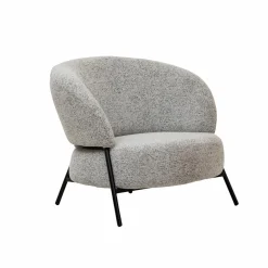 Made in Meubles Fauteuil<Fauteuil en tissu bouclette gris Aaron