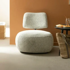 Made in Meubles Fauteuil<Fauteuil en tissu bouclette avec dossier gris Teresia