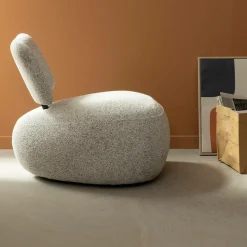 Made in Meubles Fauteuil<Fauteuil en tissu bouclette avec dossier gris Teresia