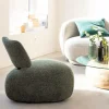 Made in Meubles Fauteuil<Fauteuil en tissu bouclette avec dossier vert Teresia