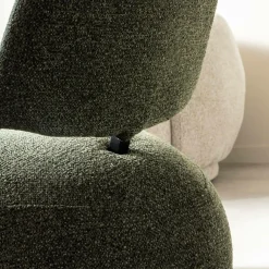 Made in Meubles Fauteuil<Fauteuil en tissu bouclette avec dossier vert Teresia