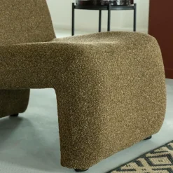 Made in Meubles Fauteuil<Fauteuil en tissu bouclette marron Ludovic