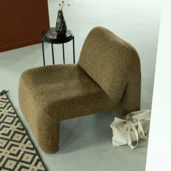 Made in Meubles Fauteuil<Fauteuil en tissu bouclette marron Ludovic