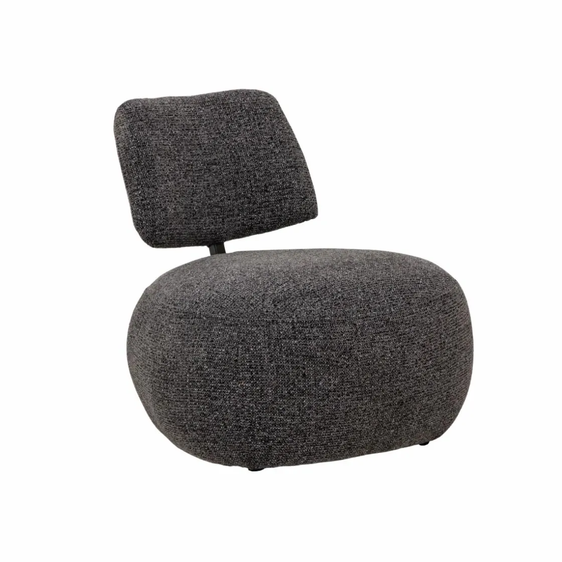 Made in Meubles Fauteuil<Fauteuil en tissu bouclette avec dossier gris foncé Teresia