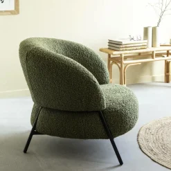 Made in Meubles Fauteuil<Fauteuil en tissu bouclette Aaron