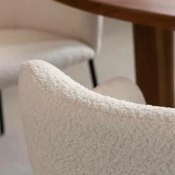 Made in Meubles Chaise<Fauteuil en tissu bouclette blanc Valentin (lot de 2)