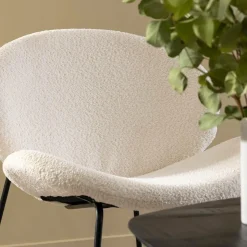 Made in Meubles Fauteuil<Fauteuil en tissu bouclette blanc Dorian