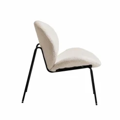 Made in Meubles Fauteuil<Fauteuil en tissu bouclette blanc Dorian