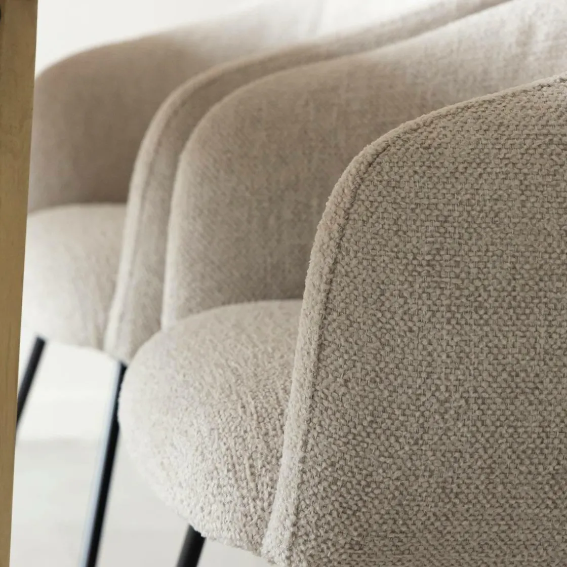 Made in Meubles Fauteuil<Fauteuil en tissu écru et pieds en métal Sandy