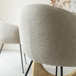 Made in Meubles Fauteuil<Fauteuil en tissu écru et pieds en métal Sandy