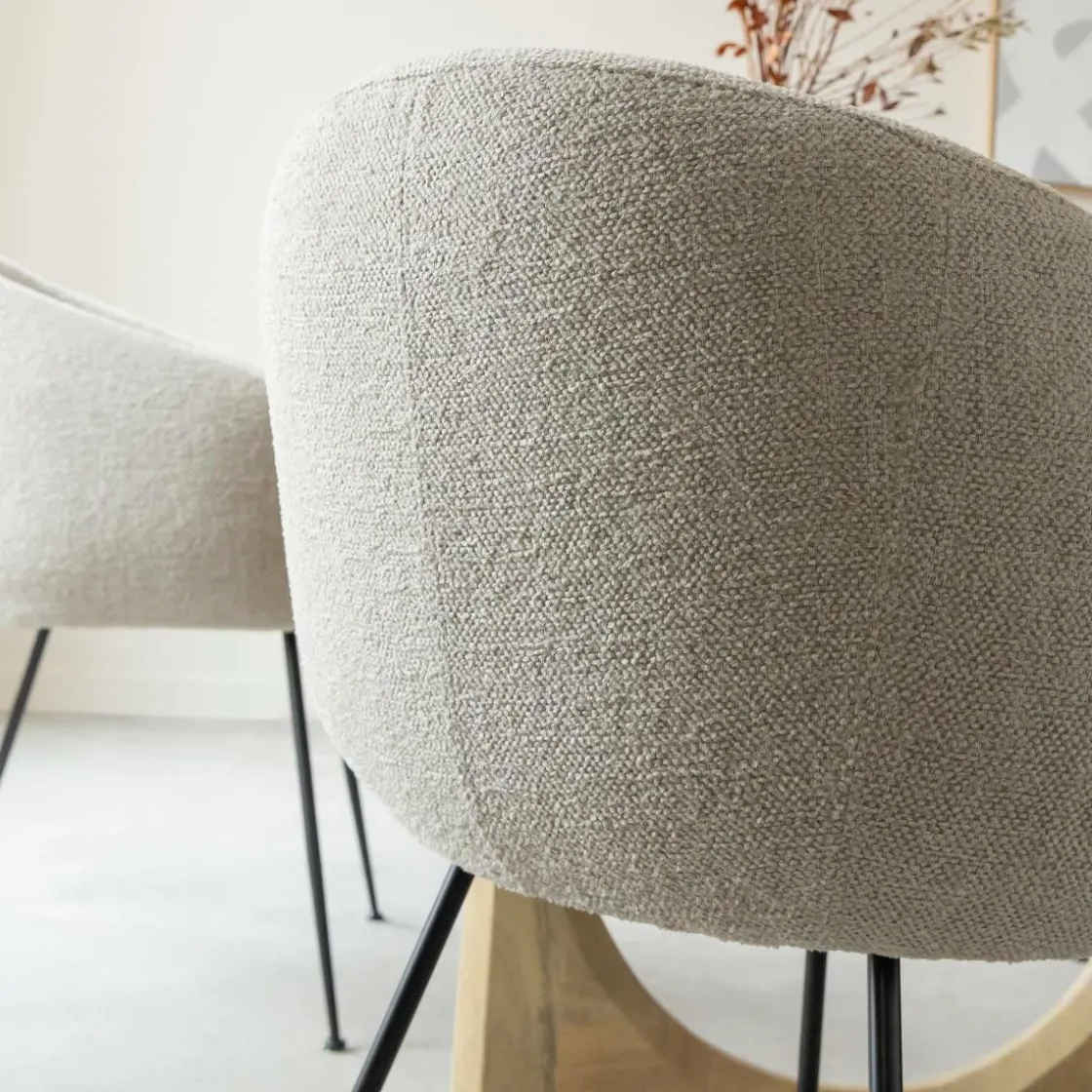 Made in Meubles Fauteuil<Fauteuil en tissu écru et pieds en métal Sandy