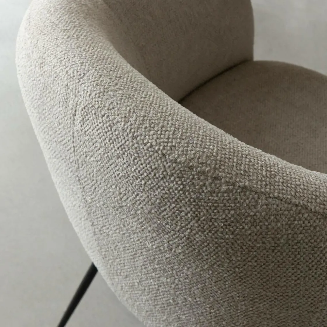 Made in Meubles Fauteuil<Fauteuil en tissu écru et pieds en métal Sandy