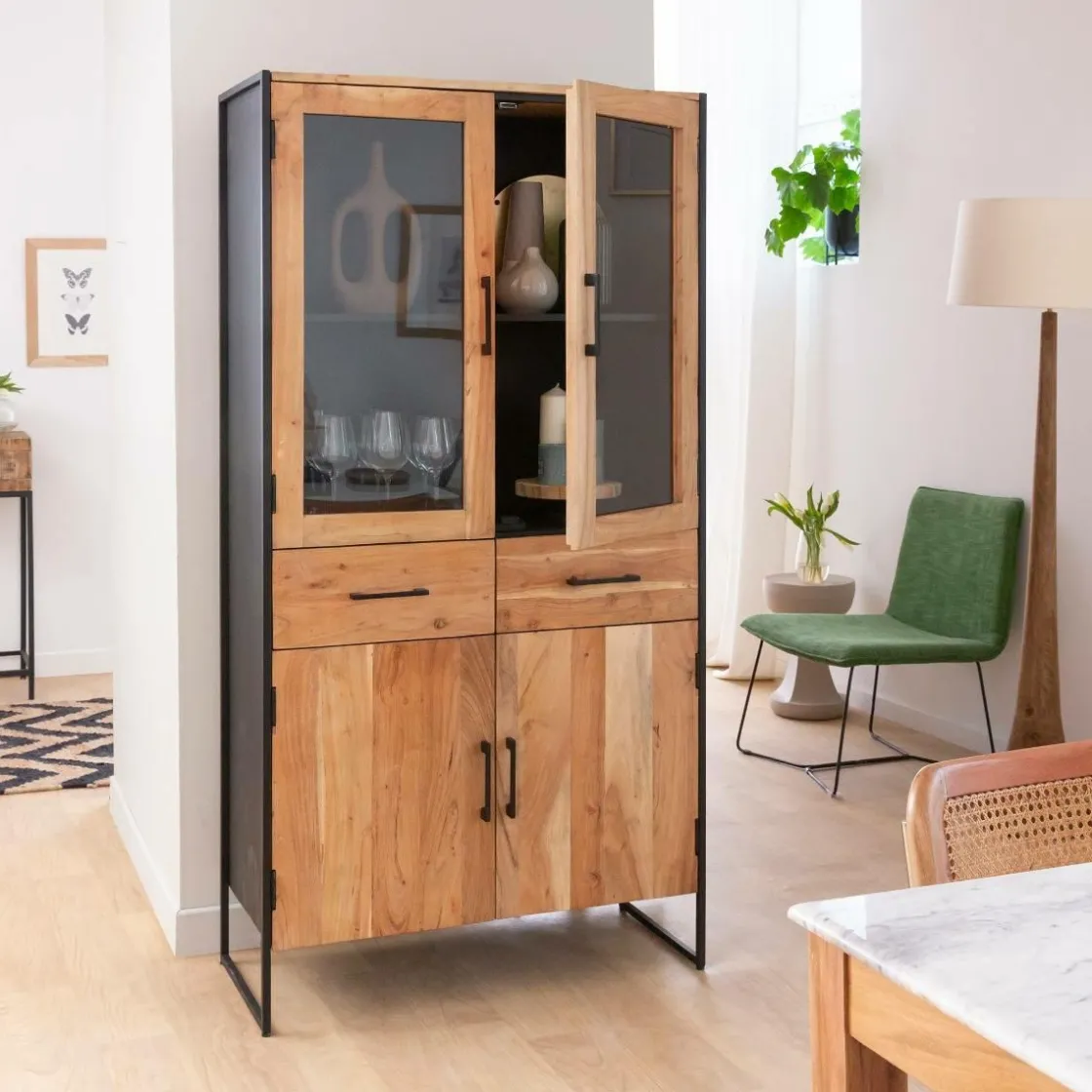 Made in Meubles Fauteuil<Fauteuil en tissu et métal Isaure