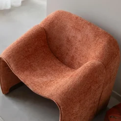 Made in Meubles Fauteuil<Fauteuil en tissu terracotta Théa