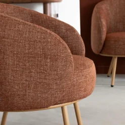Made in Meubles Fauteuil<Fauteuil en tissu terracotta confort Orenzo