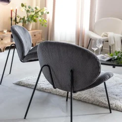 Made in Meubles Fauteuil<Fauteuil en velours gris Dorian