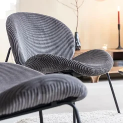 Made in Meubles Fauteuil<Fauteuil en velours gris Dorian