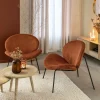 Made in Meubles Fauteuil<Fauteuil en velours terracotta Dorian