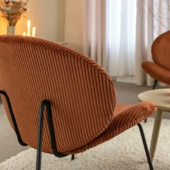 Made in Meubles Fauteuil<Fauteuil en velours terracotta Dorian