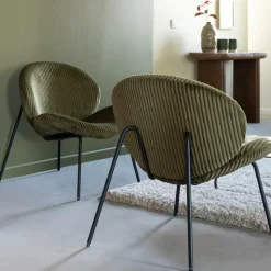 Made in Meubles Fauteuil<Fauteuil en velours vert Dorian