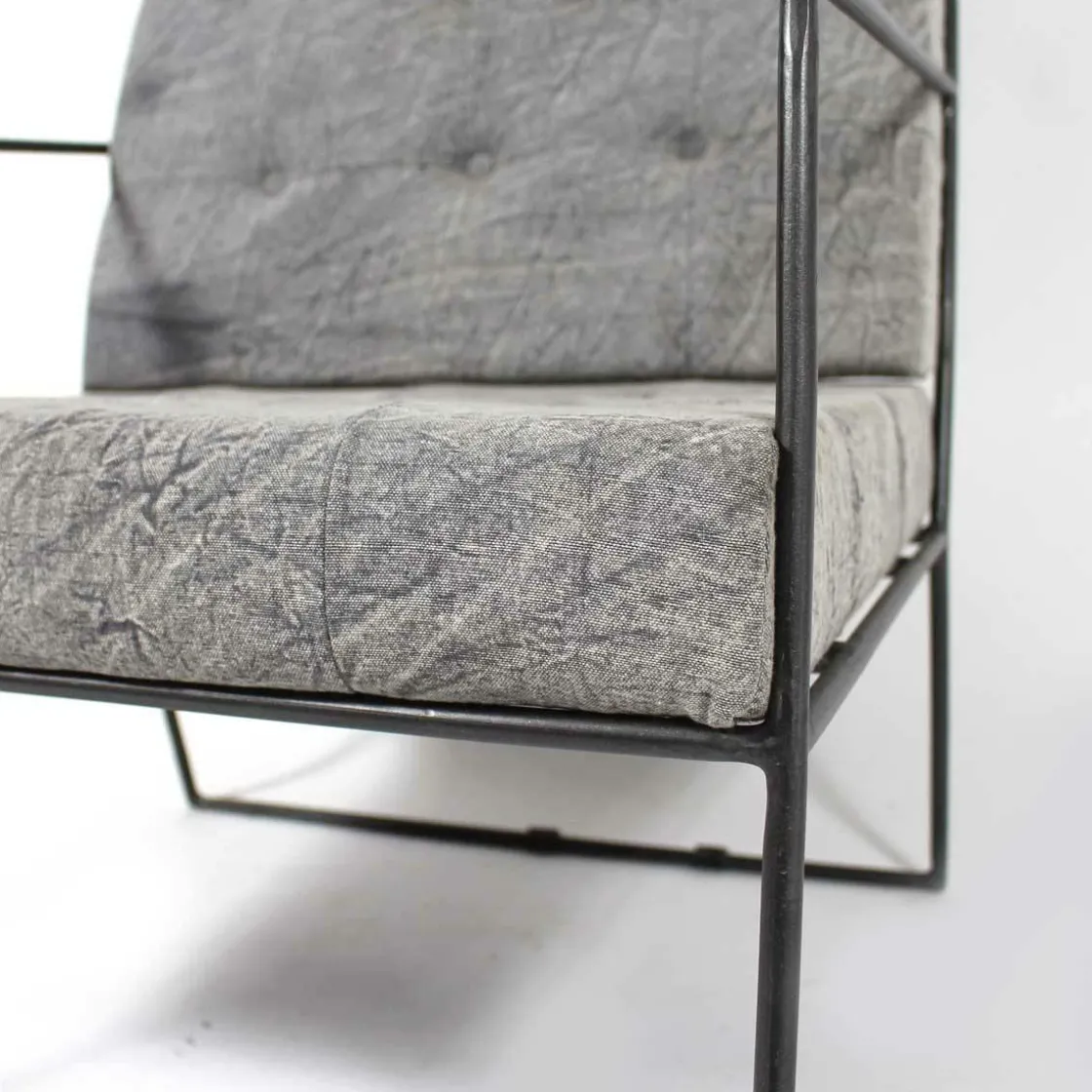 Made in Meubles Fauteuil<Fauteuil lounge en tissu bleu délavé armature métal