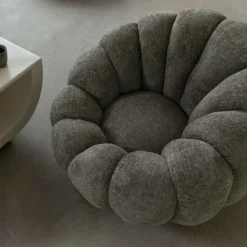 Made in Meubles Fauteuil<Fauteuil nuage en tissu vert gris Héléna