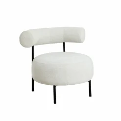 Made in Meubles Fauteuil<Fauteuil rond en tissu bouclette écru clair Maya