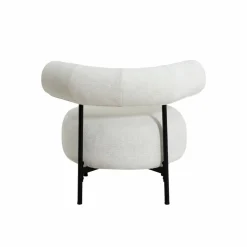 Made in Meubles Fauteuil<Fauteuil rond en tissu bouclette écru clair Maya