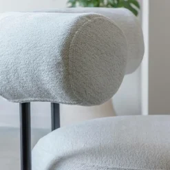 Made in Meubles Fauteuil<Fauteuil rond en tissu bouclette écru clair Maya