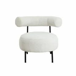Made in Meubles Fauteuil<Fauteuil rond en tissu bouclette écru clair Maya