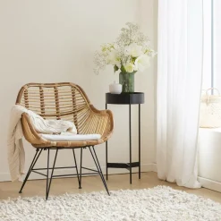 Made in Meubles Fauteuil<Fauteuil rotin pieds compas Rattan