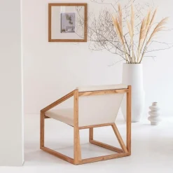 Made in Meubles Fauteuil<Fauteuil symétrique en bois de mindy Suzie