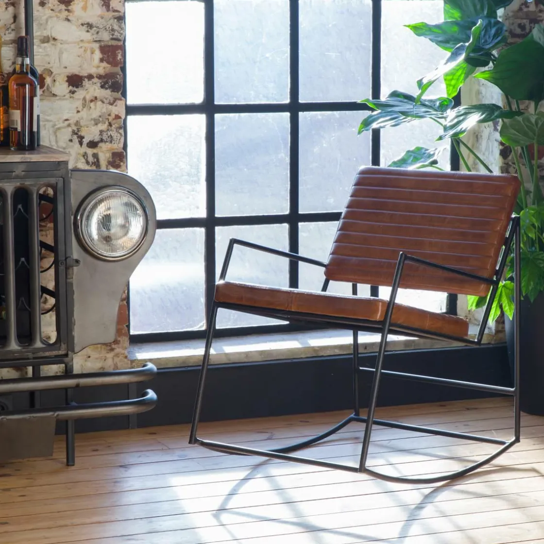 Made in Meubles Fauteuil<Fauteuil vintage en cuir marron Porto