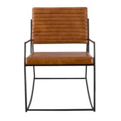 Made in Meubles Fauteuil<Fauteuil vintage en cuir marron Porto