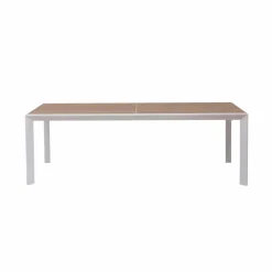 Made in Meubles Table De Jardin<Grande table de jardin en aluminium blanc et effet bois Ayden