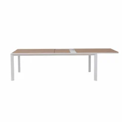 Made in Meubles Table De Jardin<Grande table de jardin en aluminium blanc et effet bois Ayden