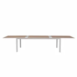 Made in Meubles Table De Jardin<Grande table de jardin en aluminium blanc et effet bois Ayden