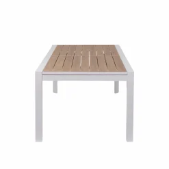 Made in Meubles Table De Jardin<Grande table de jardin en aluminium blanc et effet bois Ayden