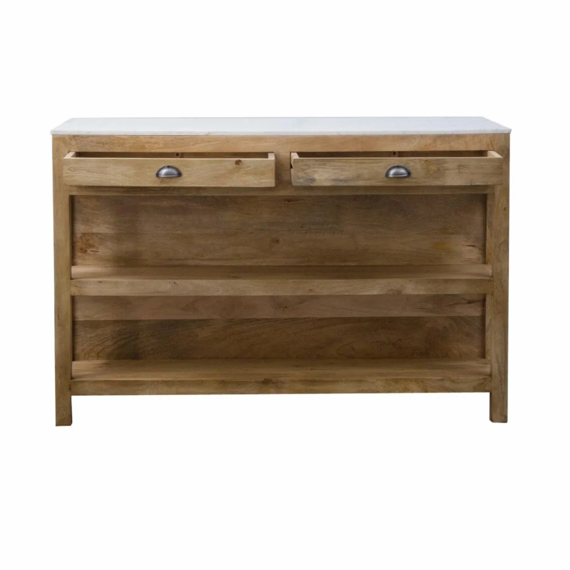 Made in Meubles Meuble Bas|Ilot Central<Ilot central en bois de manguier et marbre blanc Louisa