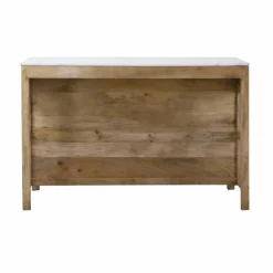 Made in Meubles Meuble Bas|Ilot Central<Ilot central en bois de manguier et marbre blanc Louisa