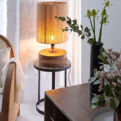 Made in Meubles Lampe À Poser<Lampe à poser ronde en bois de manguier Albane