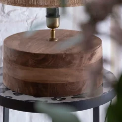 Made in Meubles Lampe À Poser<Lampe à poser ronde en bois de manguier Albane